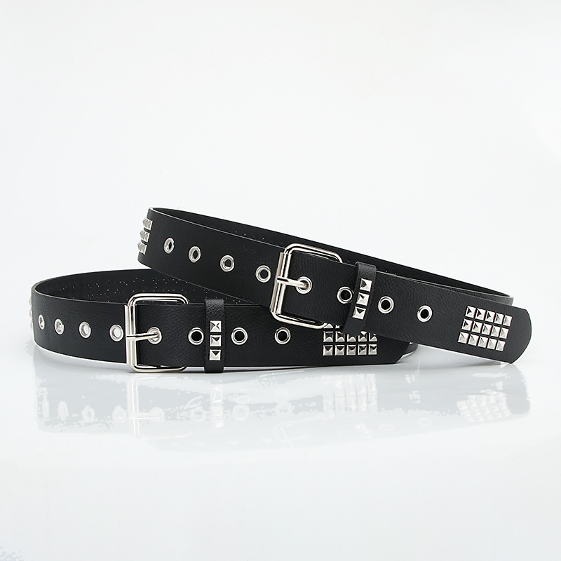 Autumn and Winter New European and American Punk Fashion Versatile Men's and Women's Belts with Square Pyramid Rivets and Jeans Suit Belt_voghion.com