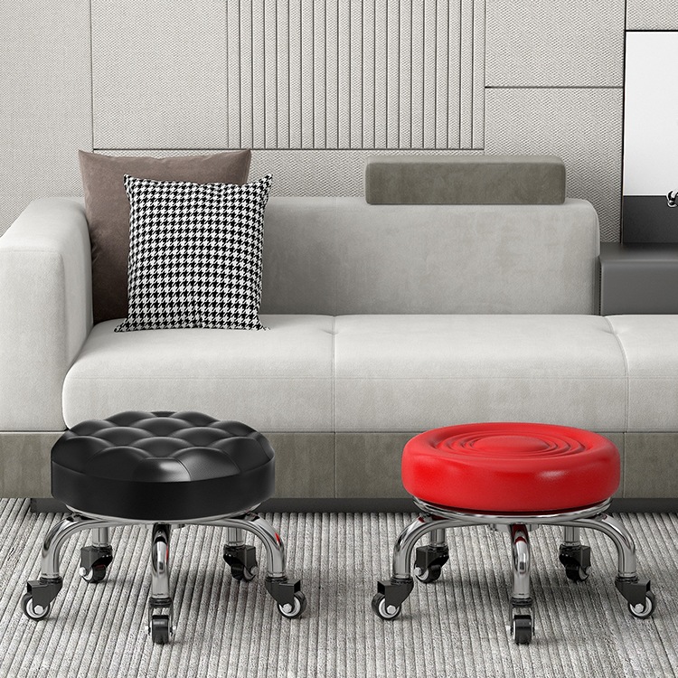Swivel Small Stool for Home Use, Low Stool with Wheels, Chair for Children Learning to Walk, Low Stool for Manicure and Sewing, Small Bench, Round Stool