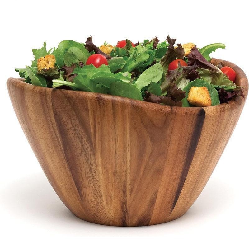 Tazón de ensalada de acacia para comer en casa Tazón de bambú natural Tazón de fideos instantáneos de madera de gran tamaño Tazón a prueba de caídas y a prueba de escaldaduras para niños