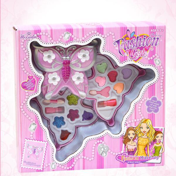 Cono de maquillaje para niñas play House tacones altos regalo de las niñas corona de mariposa juguetes de maquillaje Piruleta de dos capas