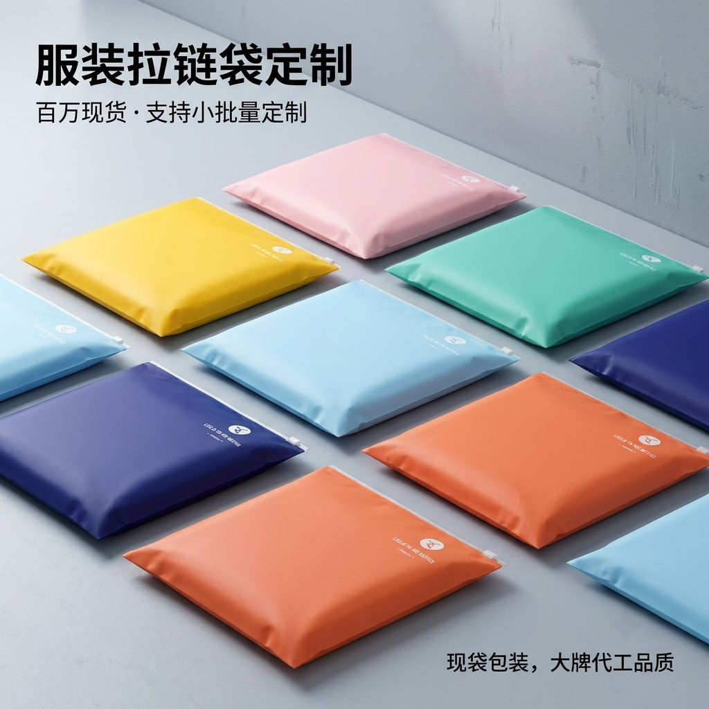 现货批发双面磨砂PE拉链袋空白包装自封拉链袋服装收纳袋加印LOGO