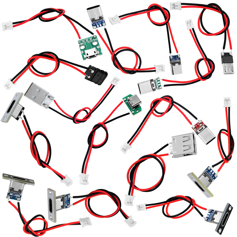 USB Adapter Cable Ph2.0Mm-2P Male to Mike V8 Flat Mouth/Typec Positive and Negative Plug/2.0A Male and Female