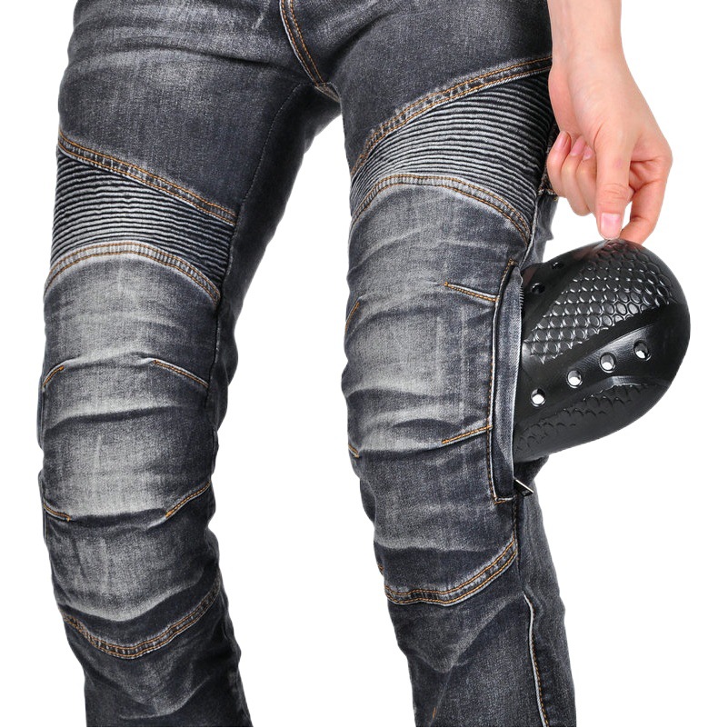 VOLERO pantalones vaqueros de la motocicleta de las mujeres de la vendimia lavada pantalones de montar casuales pantalones de Kevlar resistente al desgaste anti-caída