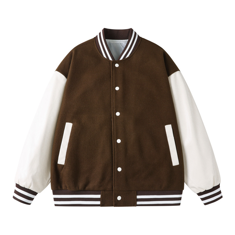 Chaqueta de bomber estadounidense transfronteriza de alta gama chaqueta casual jacket otoño e invierno manga PU marca de moda chaqueta de uniforme de béisbol personalización masculina image 7
