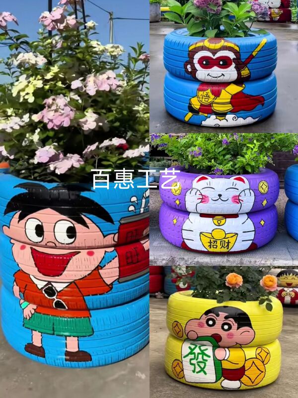Tire Decoration Transformation Kindergarten Outdoor Graffiti Painting DIY Handmade Old Tire Flower Pot Ornaments Tire Decoration Transformation Kindergarten Outdoor Graffiti Painting DIY Handmade Old Tire Flower Pot Ornaments