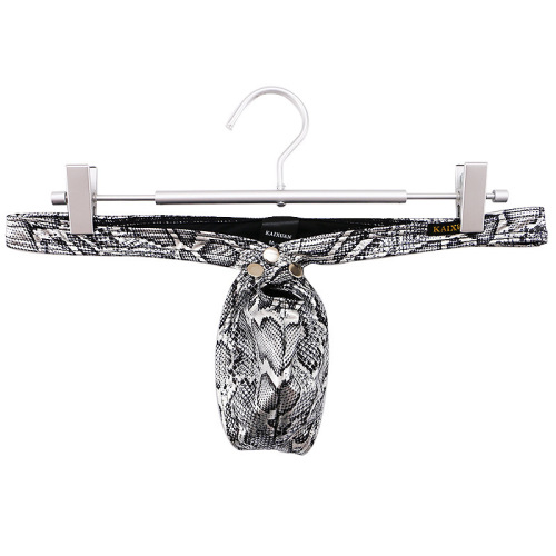 Cross-border supply men's underwear low-waist snake pattern imitation python pattern thong pocket small opening sexy fun underwear for men