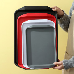 プラスチックトレイ小麦わら商用学校食堂ファストフード皿長方形トレイ茶皿ハンドル料理トレイ