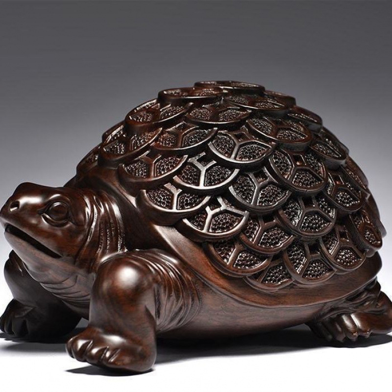 黒檀彫刻金亀装飾品無垢材亀ホーム風水リビングルームオフィス装飾デスクトップ小さな装飾品|undefined