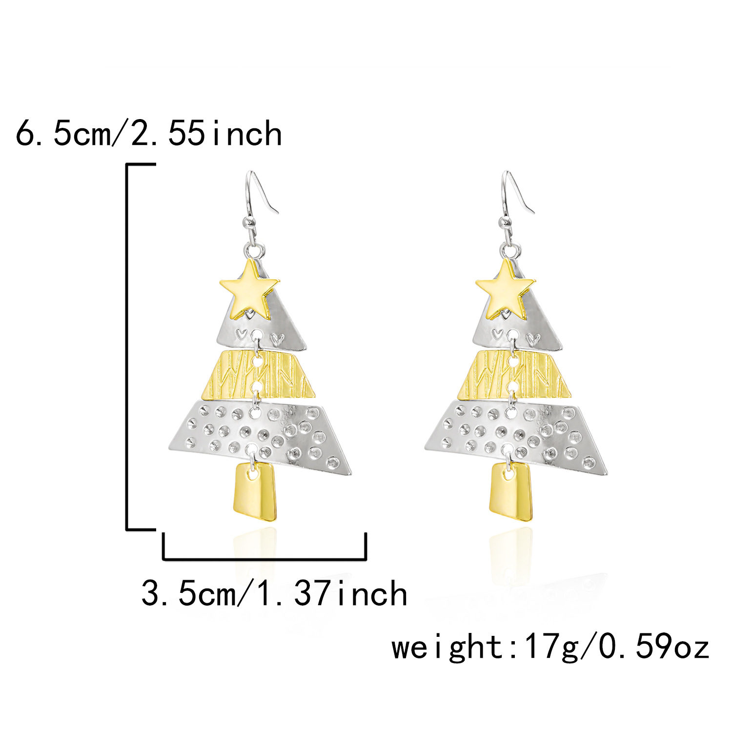 Conjunto de colar e brincos de árvore de natal para festa_voghion.com