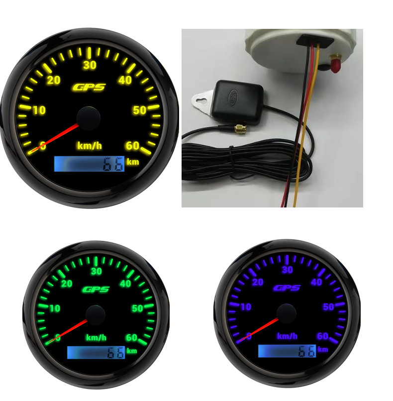 Factory Direct supply yacht motorboat electric motorcycle GPS speedometer 7 color backlight 85mm0-60kmh