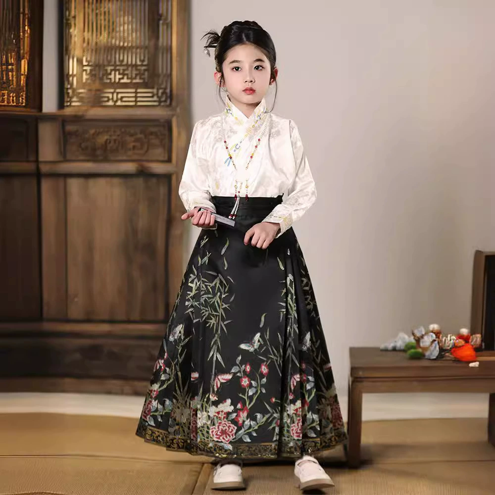 Детский костюм Hanfu Весенний и летний костюм для девочек Guzheng