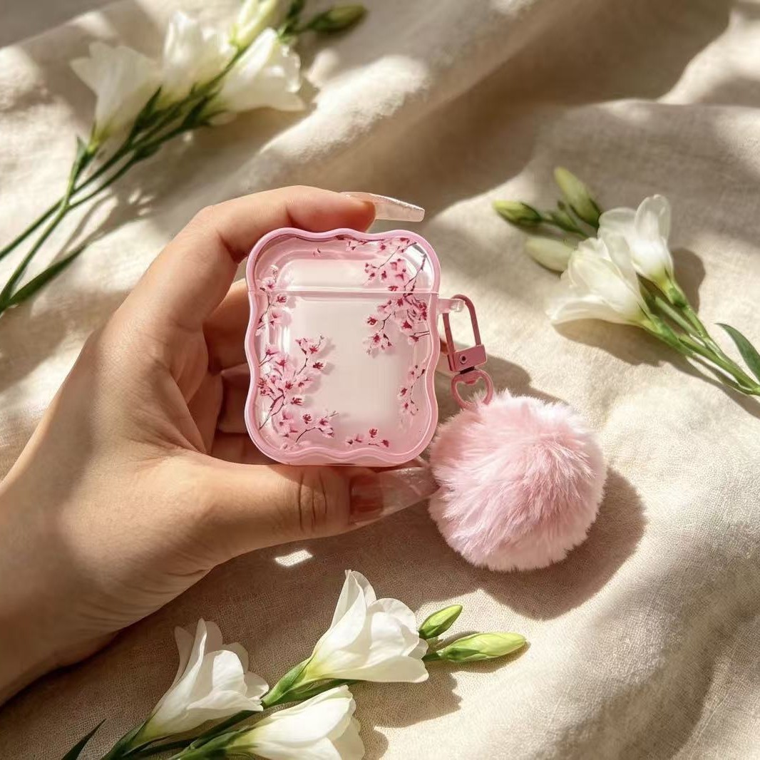 Rosado romántico caso de auriculares de cerezo para Airpods4 Apple Bluetooth auriculares caso de protección Airpods pro3