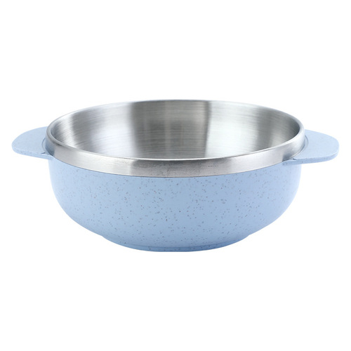 Daoqi 304 stainless steel wheat soup bowl anti-scalding and anti-fall children's bowl household insulated double-layer food supplement bowl for baby