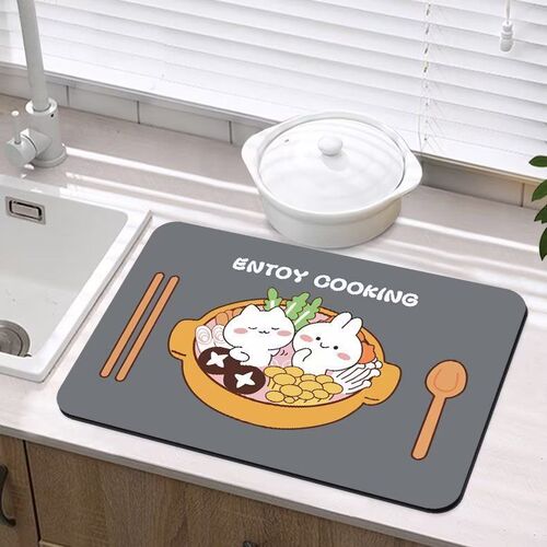 Kitchen countertop drip mat, sink mat, diatomite cup mat, bathroom sink mat, water-absorbent mat, coffee table mat, dining table mat