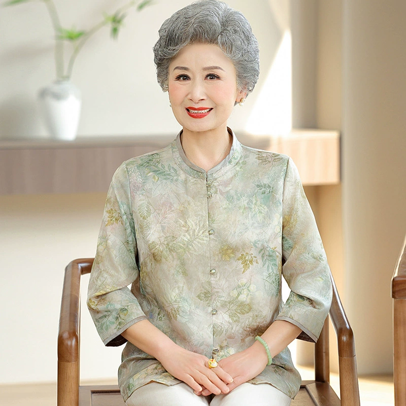 Средние и пожилые мамы в летнем платье новая китайская рубашка в китайском стиле