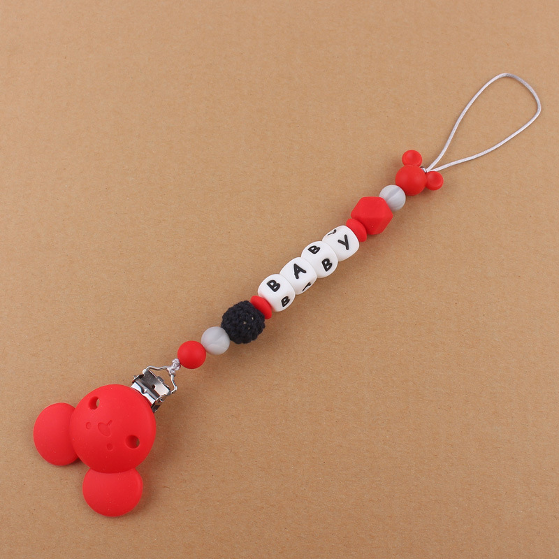 Nuevo bebé suministros animal de dibujos animados de silicona chupete clip calmante bebé DIY mordedura chupete cadena anti-gota