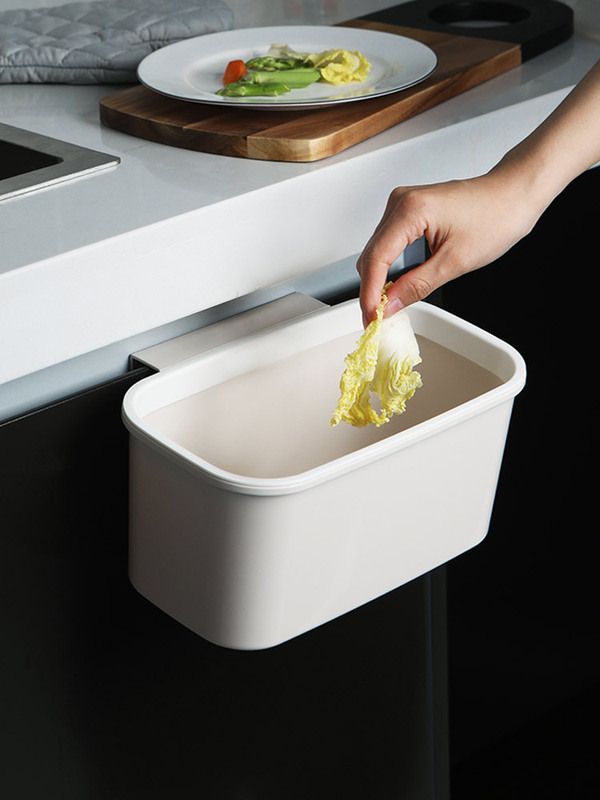 Wall-Mounted Kitchen Trash Can for Home Use, Food Waste Storage Box, Cabinet Door Countertop Hanging Type, Wall-Mounted Cabinet Without Lid