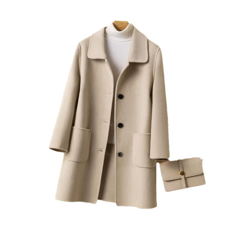 Long suit, double-sided velvet fashionable woolen coat, jacket, mid-length