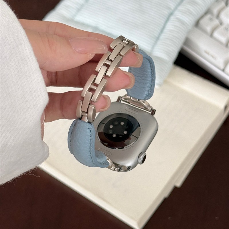 Suitable for iwatch9 Apple Watch Band s10 Candy Color Bracelet Leather Internet Hot Ultra 2 Girlfriend Niche