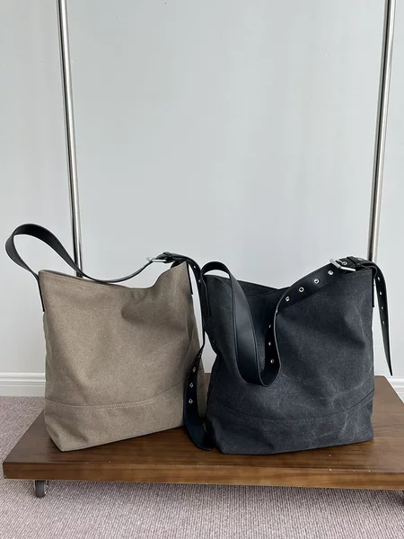 Jogo Niche Design Canvas Bucket Bag Underarm Bag Women's Summer New Arrival Dressed Large Capacity Commuter Hand Shoulder Bag