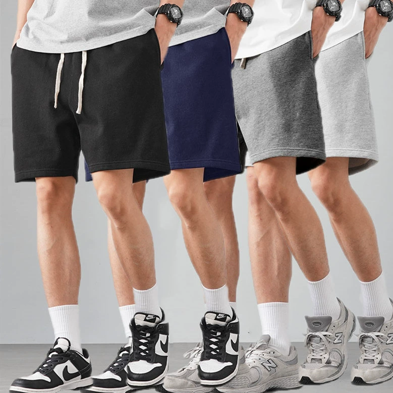 Спортивные повседневные шорты больших размеров, универсальные летние шорты в китайском стиле, американские однотонные шорты свободного покроя для среднего и молодого возраста, пятиточечные шорты