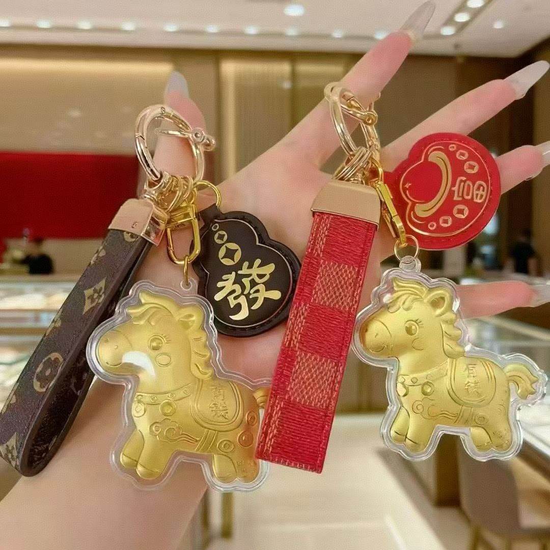 Año del Caballo de oro llavero de automóvil pequeño colgante 999 dinero de inmediato bolso llavero personalizado pequeño regalo