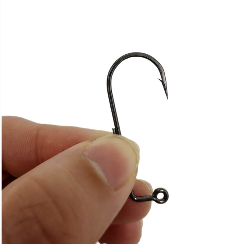 Gancho de manivela gancho de cabeza de plomo gancho de ángulo recto de púas planas de acero al carbono gancho de luya raya blanca que rebordea el gancho de pescado bajo