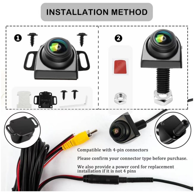 Cross-Mirror Korean-Style External Car Camera Reversing Image 360-Degree High-Definition Wide-Angle Night Vision 1080P Fisheye Rear View