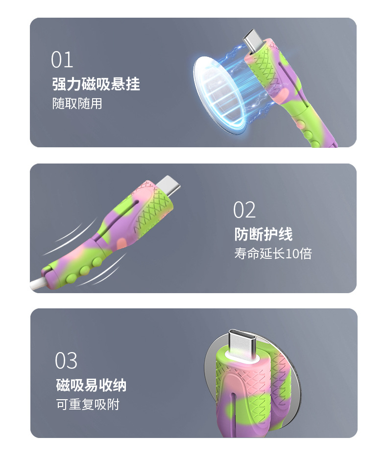 磁吸数据线保护套家用整理用具理线器手机充电线绕线器防宠物咬断