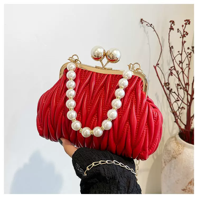 Жемчужная цепь, сумка через плечо на одну лямку, стиль Chanel, сумка с цепочкой