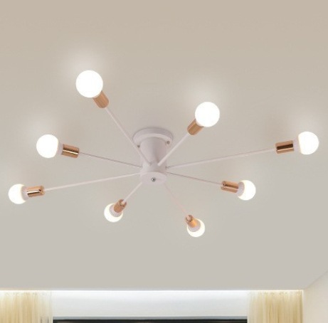 Lámpara de techo de dormitorio nórdica moderna y minimalista lámpara de sala de estar creativa araña de hierro forjado rama de lámpara al por mayor