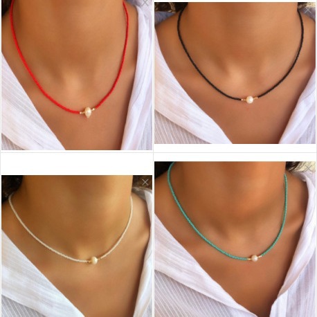 Colar de pérolas de água doce com contas estilo instagram_voghion.com