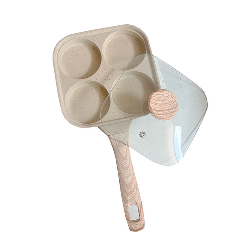 Family Glass Lid Frying Pan with Reversible Bottom Gas Stove Electric Stove Universal Egg Cooking Gadget Cross-border Speciality Scarce