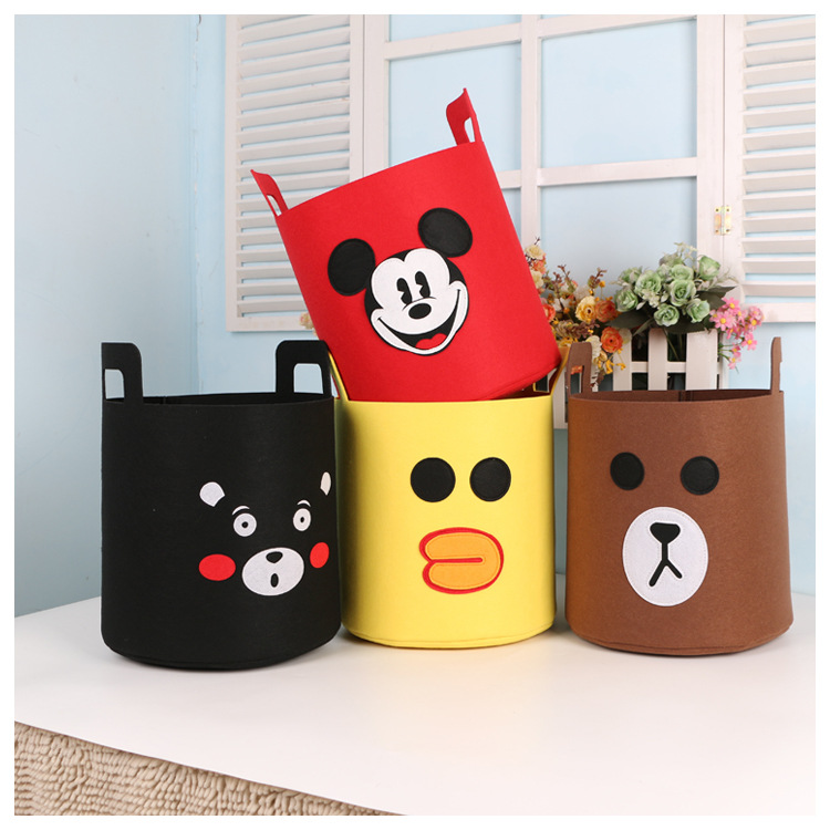 毛毡收纳桶儿童玩具脏衣服收纳框可折叠收纳筐衣物小黄鸭儿童收纳