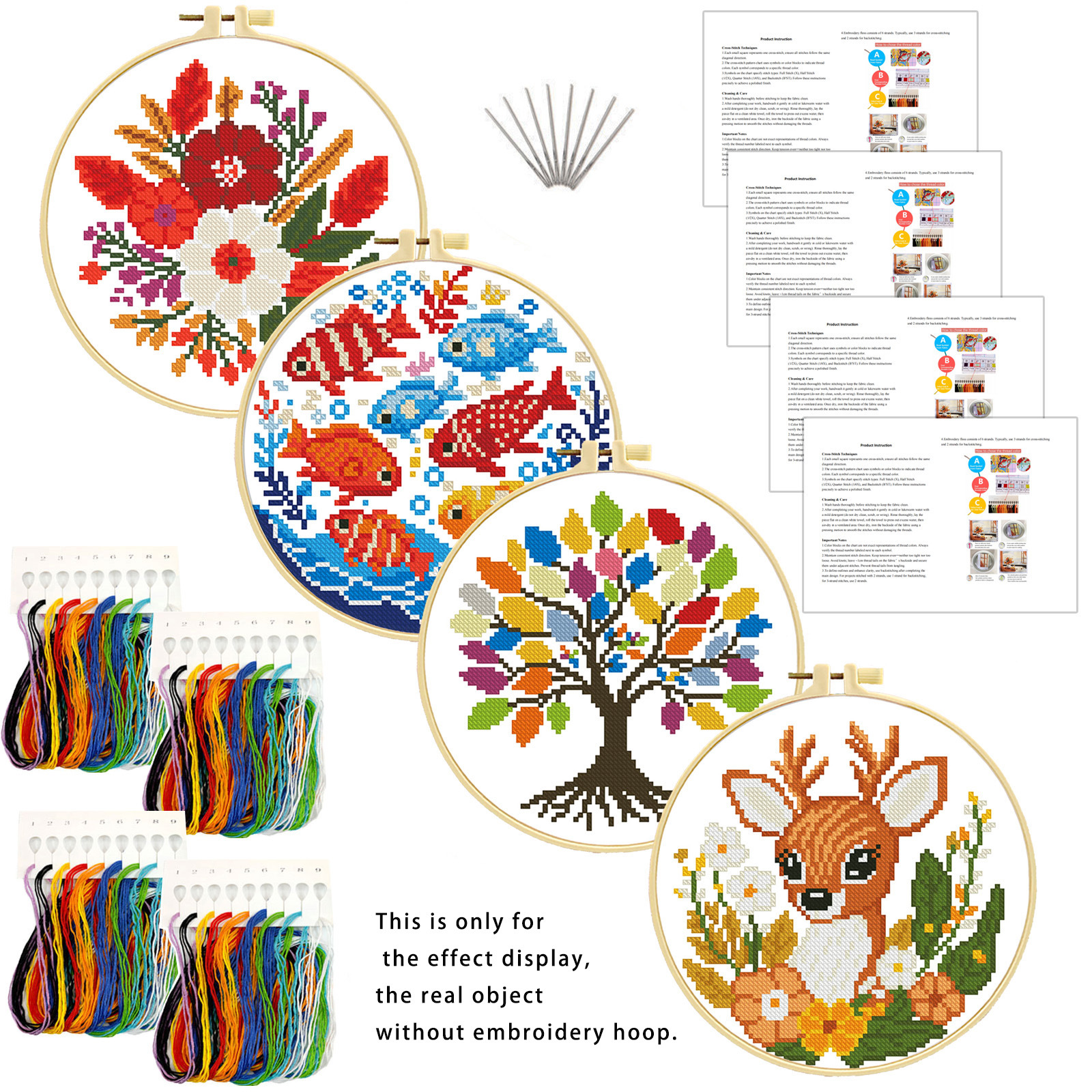 Nuevo kit de materiales para bordado de punto de cruz con diseños de ciervos, flores, peces y árboles. Venta directa del fabricante en países de habla inglesa, piezas pequeñas para bordado a mano, bordado DIY. image 4