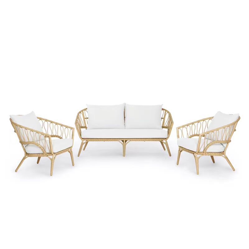 Sofá al aire libre Silla de ratán patio impermeable combinación al aire libre balcón bambú ocio terraza ratán mesa de té Silla de ratán