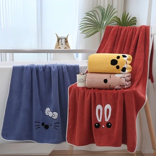Cross-Border Bath Towel for Children, Microfiber Swimming, Cute and Exquisite Printed Towel, Sports Sweat-Wiping, Antibacterial and Anti-Mite Bath Towel