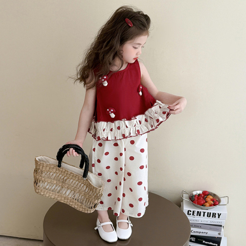 Girls Summer Suit Vest Thin 2025 New Cute and Sweet Little Girl Baby Kidsren's Pants Summer Suit