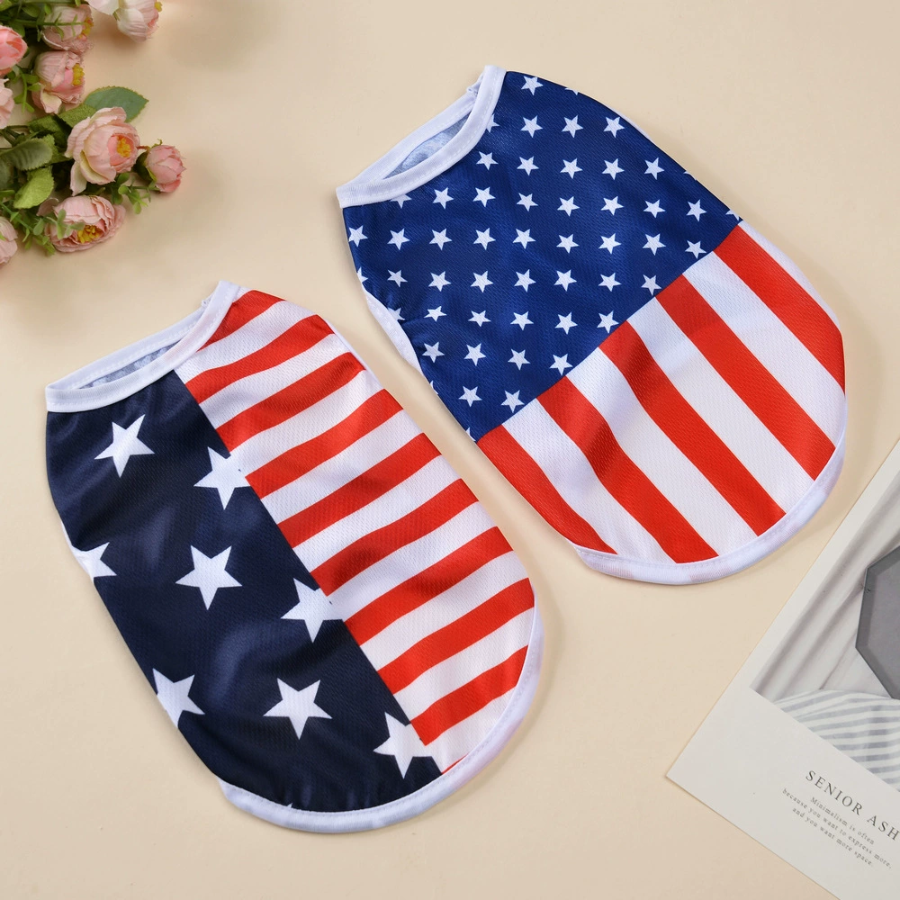 Летний дышащий тонкий жилет для собак и кошек с принтом звезды на День независимости, хит продаж для трансграничной торговли