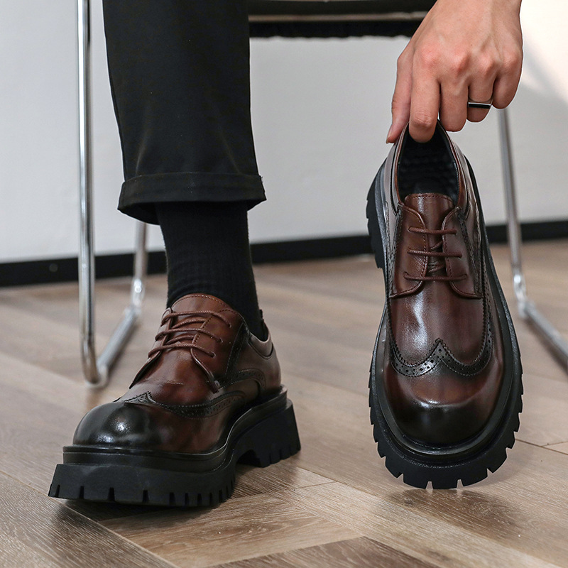 46 Large Size Men's Thick-Soled Height-Increasing Casual Shoes, British Style Hollow Leather Shoes, Winter Casual Men's Shoes, Wedding Groom's Suit Shoes 46 Large Size Men's Thick-Soled Height-Increasing Casual Shoes, British Style Hollow Leather Shoes, Winter Casual Men's Shoes, Wedding Groom's Suit Shoes
