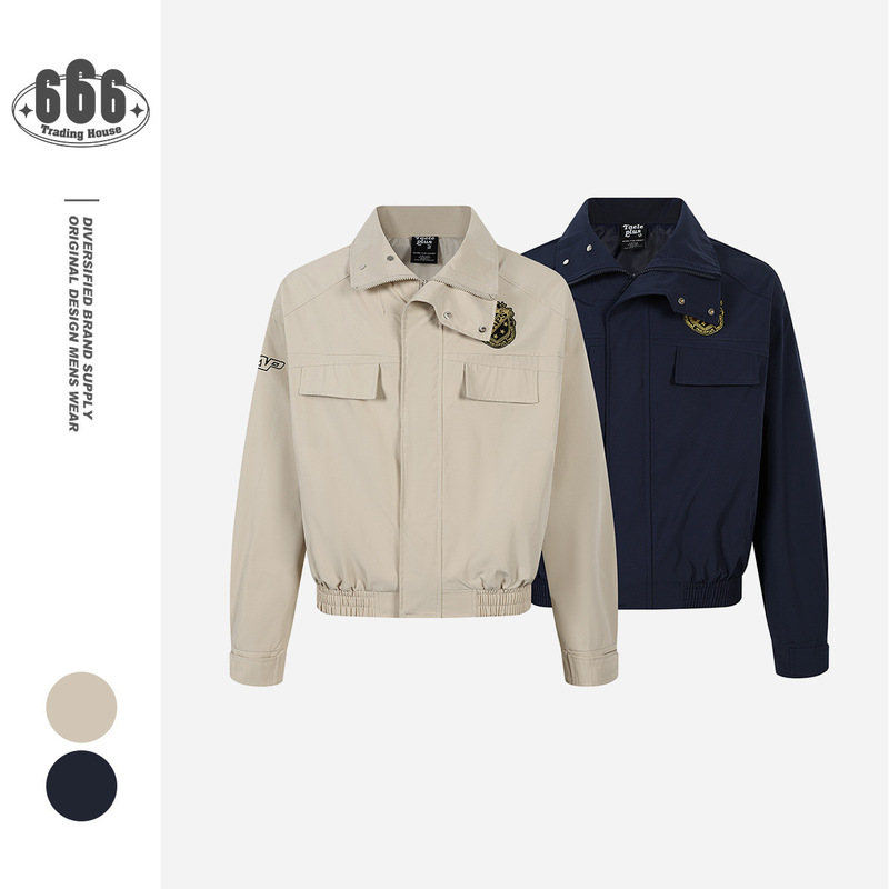 Taeleplus Spring and Autumn American Retro Work Jacket Men's Stand-Up Collar Workwear Hunting Jacket Tp516