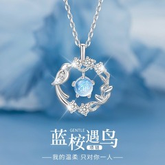 蓝桉与鸟项链女2025年新款小清新百搭气质可爱高级小众设计锁骨链