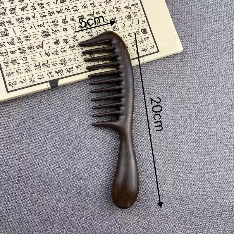 天然黒檀マッサージコーム家庭用大歯木製コームマッサージワイド歯コーム木製ヘアカーリングコーム卸売|undefined