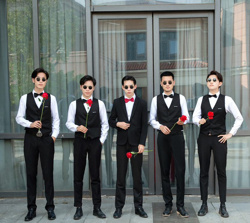 Mejor hombre traje hermanos traje verano boda traje mejor hombre traje de los hombres traje camisa chaleco pantalones de tirantes traje de tres piezas