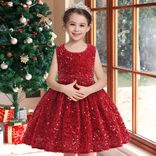 欧美新品圣诞节女童连衣裙无袖公主裙韩国绒万圣节礼服套装蓬蓬裙