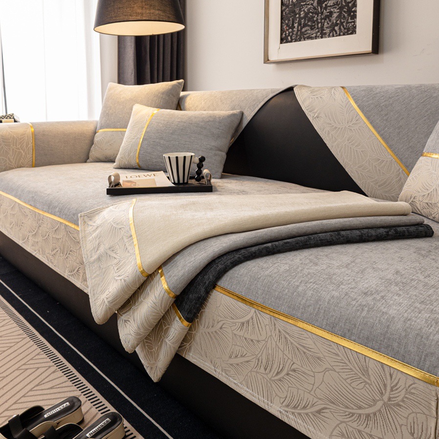 Luksuriøst skridsikkert sofabetræk i chenille nordisk stil_voghion.com