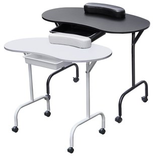 Foldable Manicure Table Portable Nail Art Table for Street Vending with Makeup Box Drawer and Hand Rest