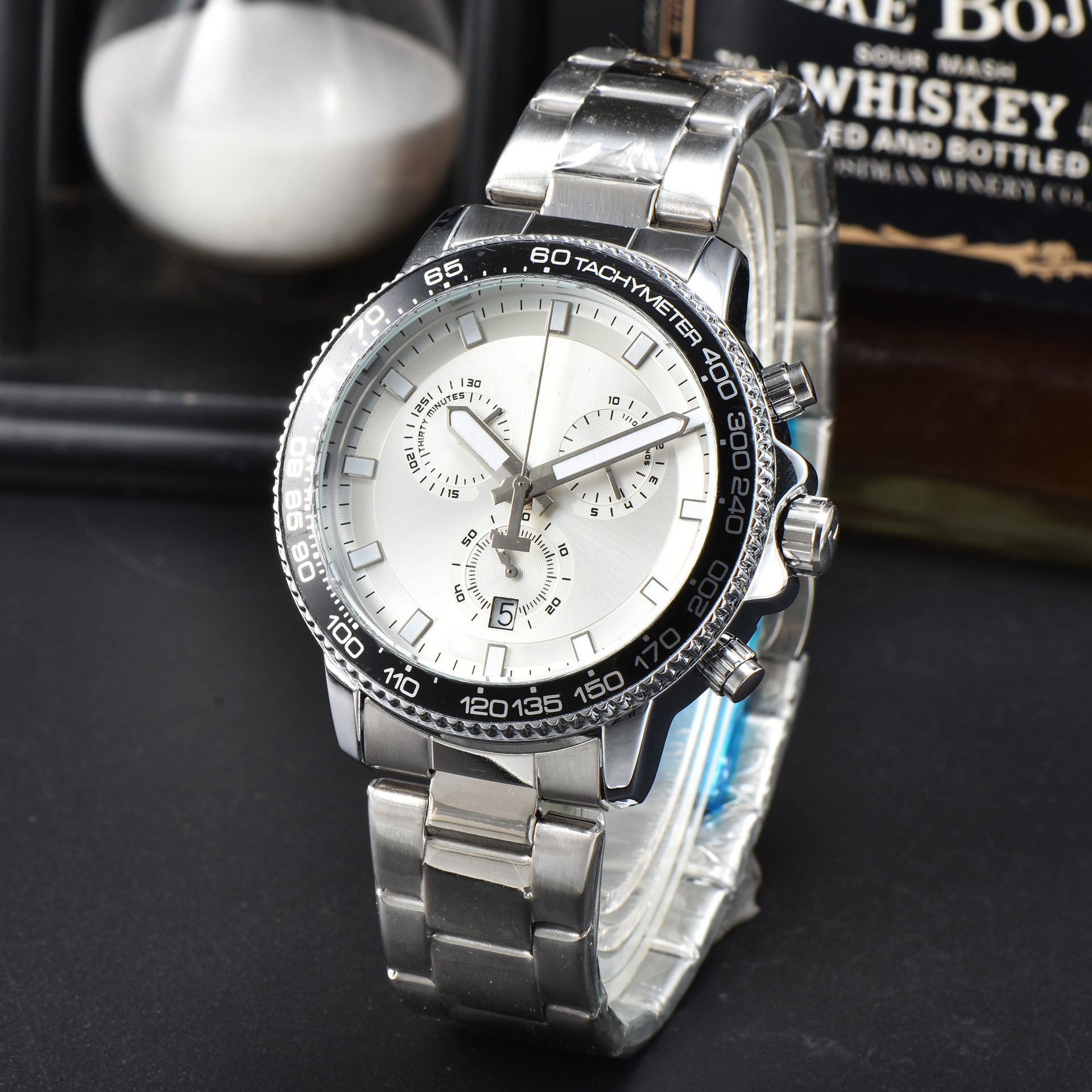 Multifunctional Fully automatic Men's Six Needle Full Function Quartz with Steel Band Timing Watch_voghion.com