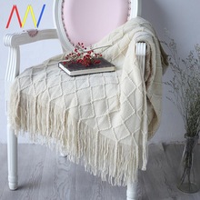 Green Beige Knitted Blanket Bed Sofa Nap Blankets Tapestry跨