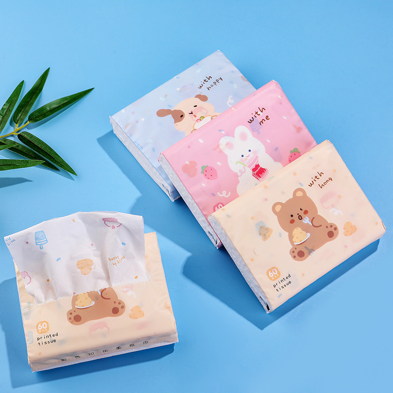 Source factory color printing paper cute soft paper towel portable carry-on facial tissue wholesale
